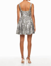 SACHIN & BABI Quinn Sequin Mini Dress in silver - women's dress - detail view