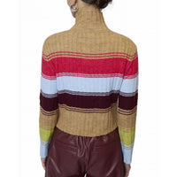 Central Park West Marley Ribbed Gradient Stripe T-neck Sweater in multi - women's sweater - alternate view
