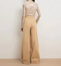 Veronica Beard - Heron Crossover Waistband Wide Leg Pants