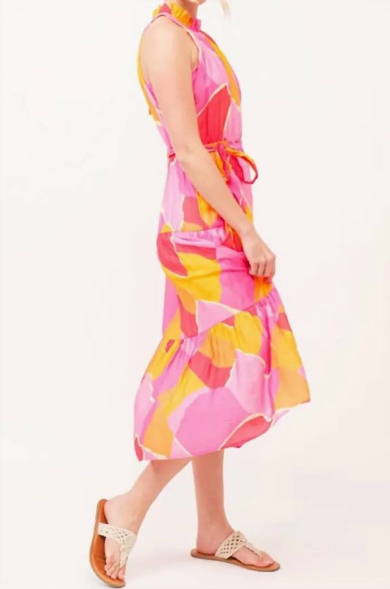 Lime N Chili - Halter Neck Tie Waist Midi Dress