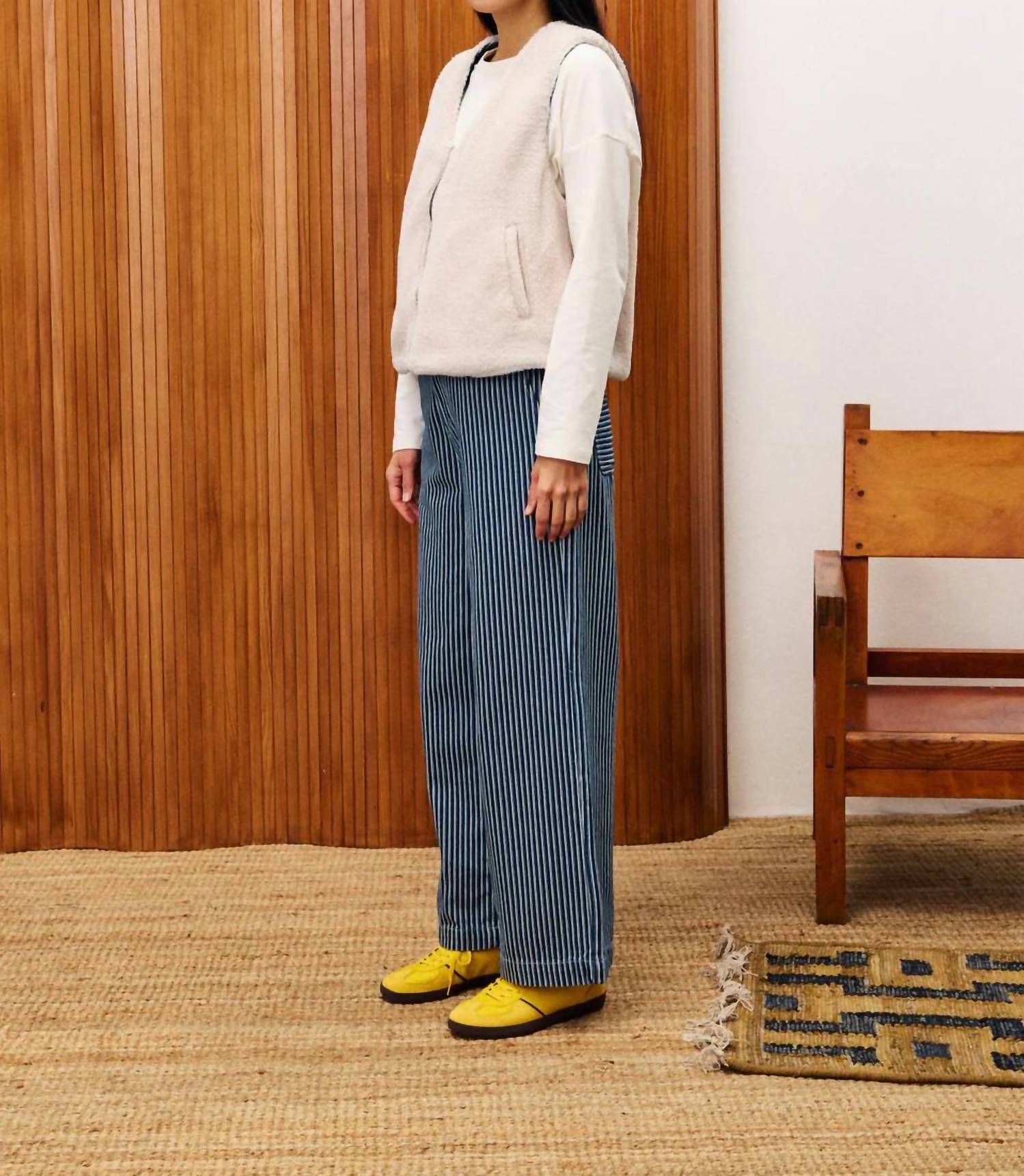 FRNCH Stripe Bleuet Pants in blue and white - women's pants - alternate view