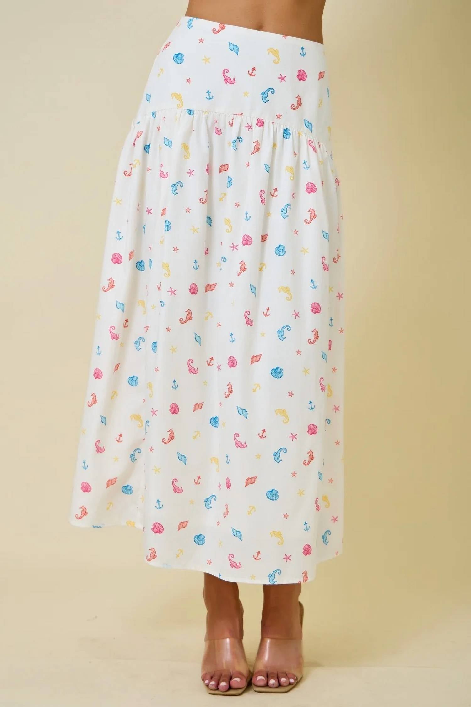 Day + Moon - Coastal Print Maxi Skirt