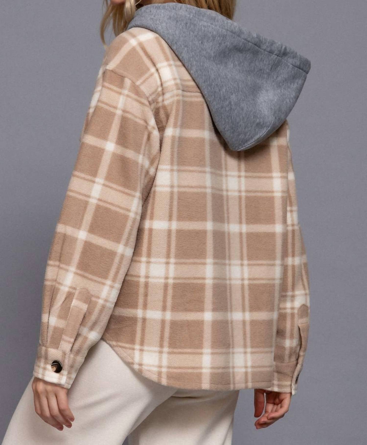 Active Basic - Plaid Hoodie Fleece Jacket