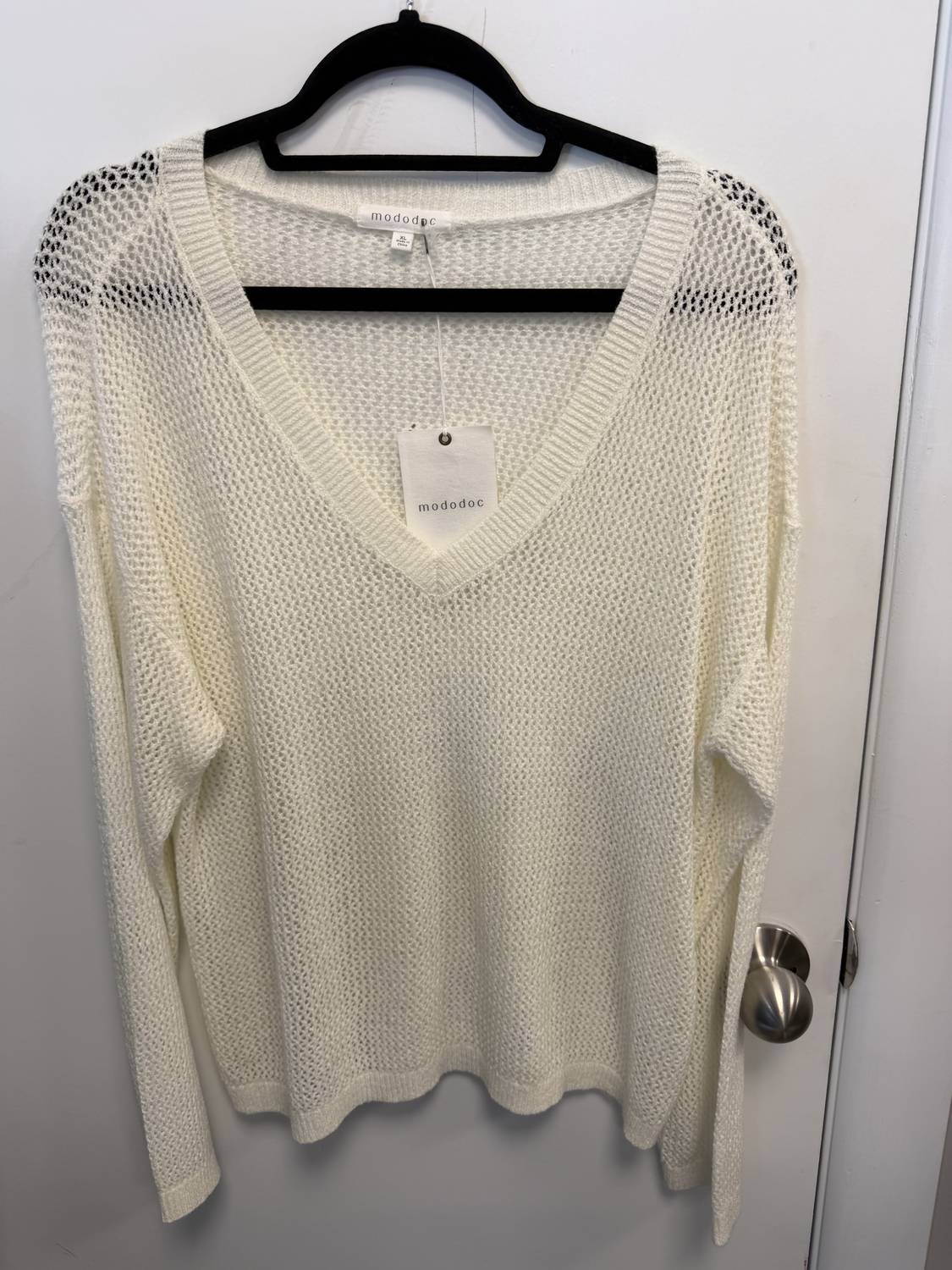 Mododoc - Women's Long sleeve v neck summer sweater