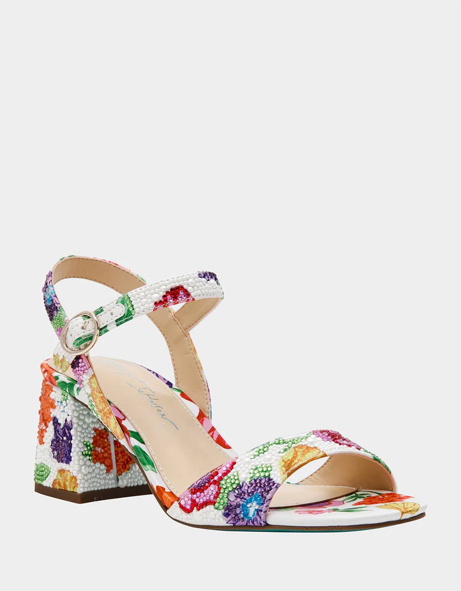 Betsey Johnson - Women's Tamy Floral Beaded Block Heel Sandals