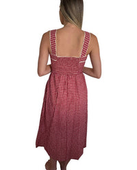 Bailey Rose Logan Gingham Lace Sleeveless Midi Dress in red - women's dress - detail view