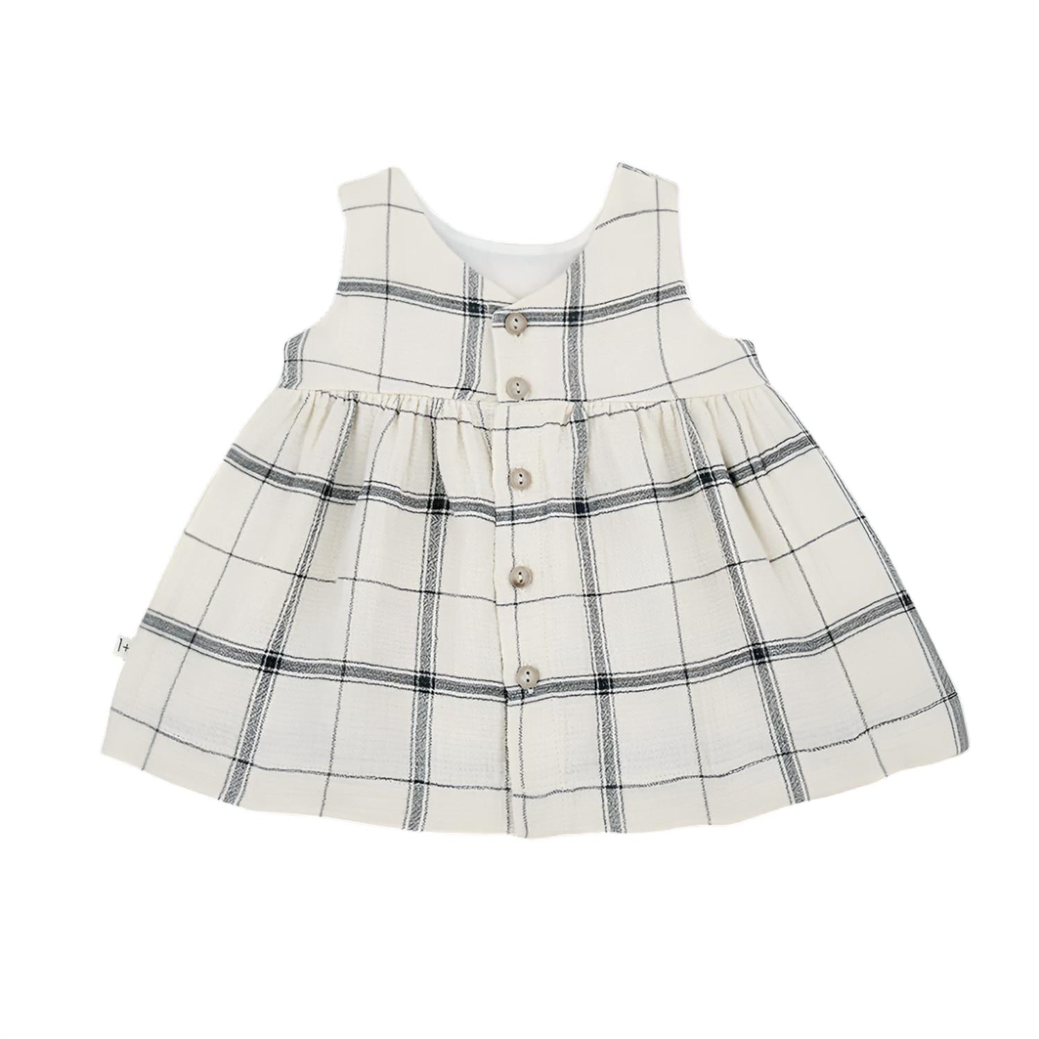 One More In the Family Girls Cleopatra Dress in the family girls cleopatra dress in navy check - kids' dress - detail view
