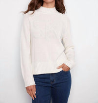 CHARLIE B Jacquard Mock Neck Ski Sweater in ecru - women's sweater