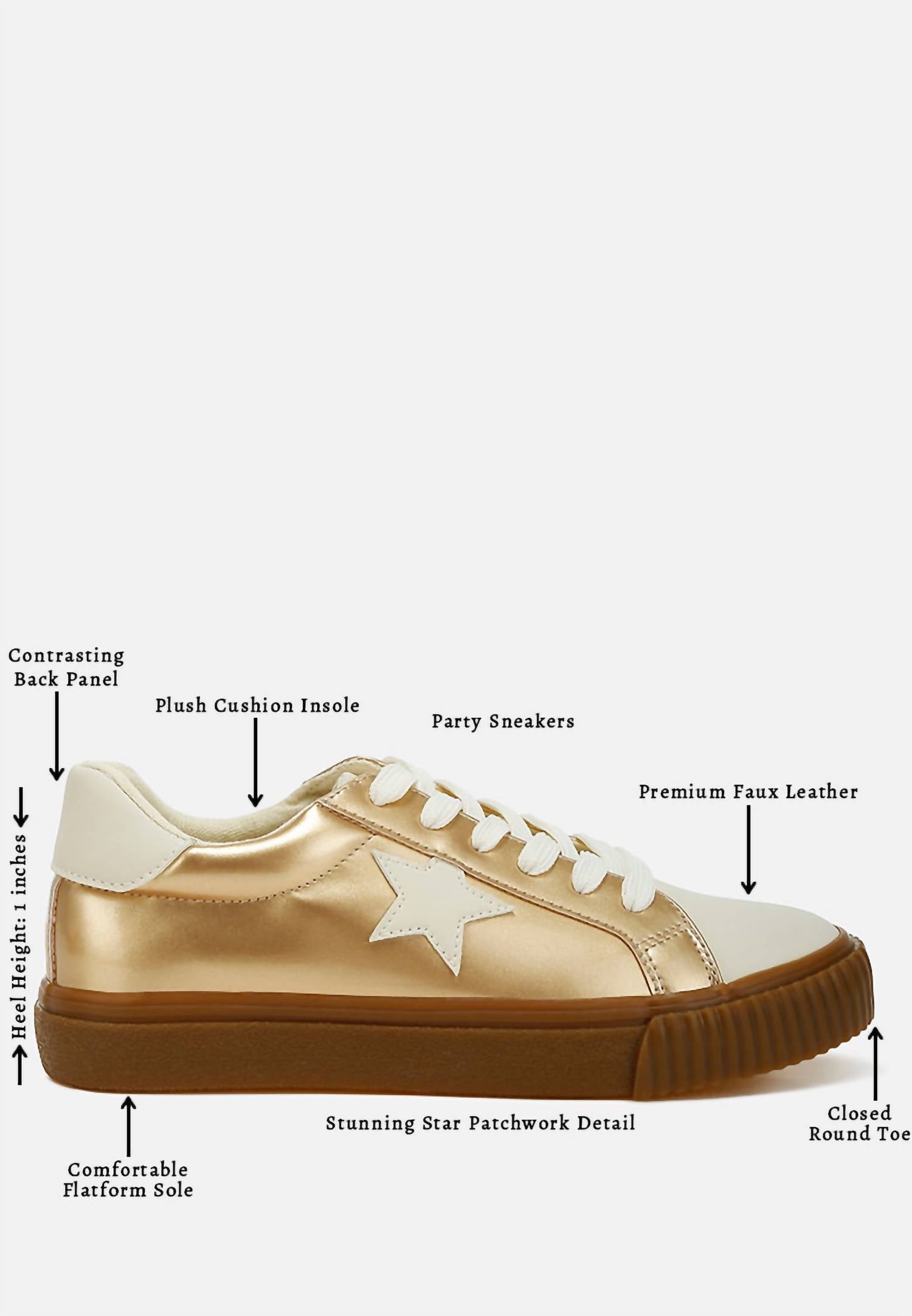 Rag Company - Women's Jumping Jacks Metallic Faux Leather Star Sneakers