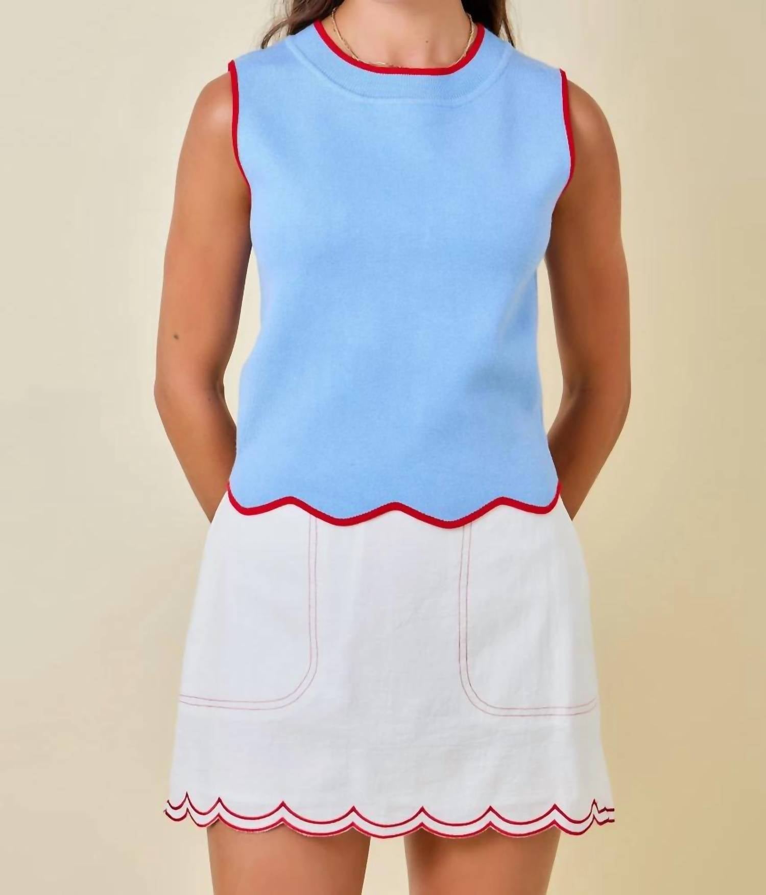 Day + Moon - Lake Day Scallop Sweater Tank