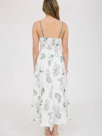 Blu Pepper - Green Doodle Max Dress With Adjustable Straps