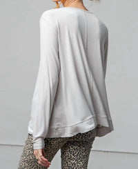Easel Long Sleeve Boxy Knit Top - Plus in silver - women's long sleeve top - view 4