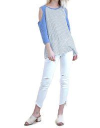 Umgee - Open Shoulder Striped Raglan Top