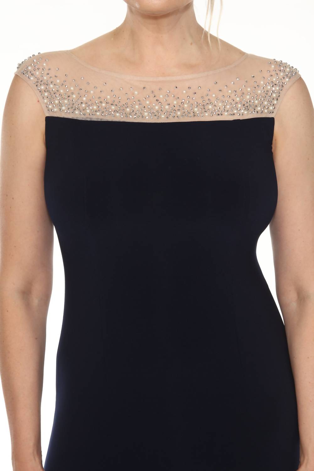 Joseph Ribkoff - Embellished Mesh Yoke Maxi Evening Dress