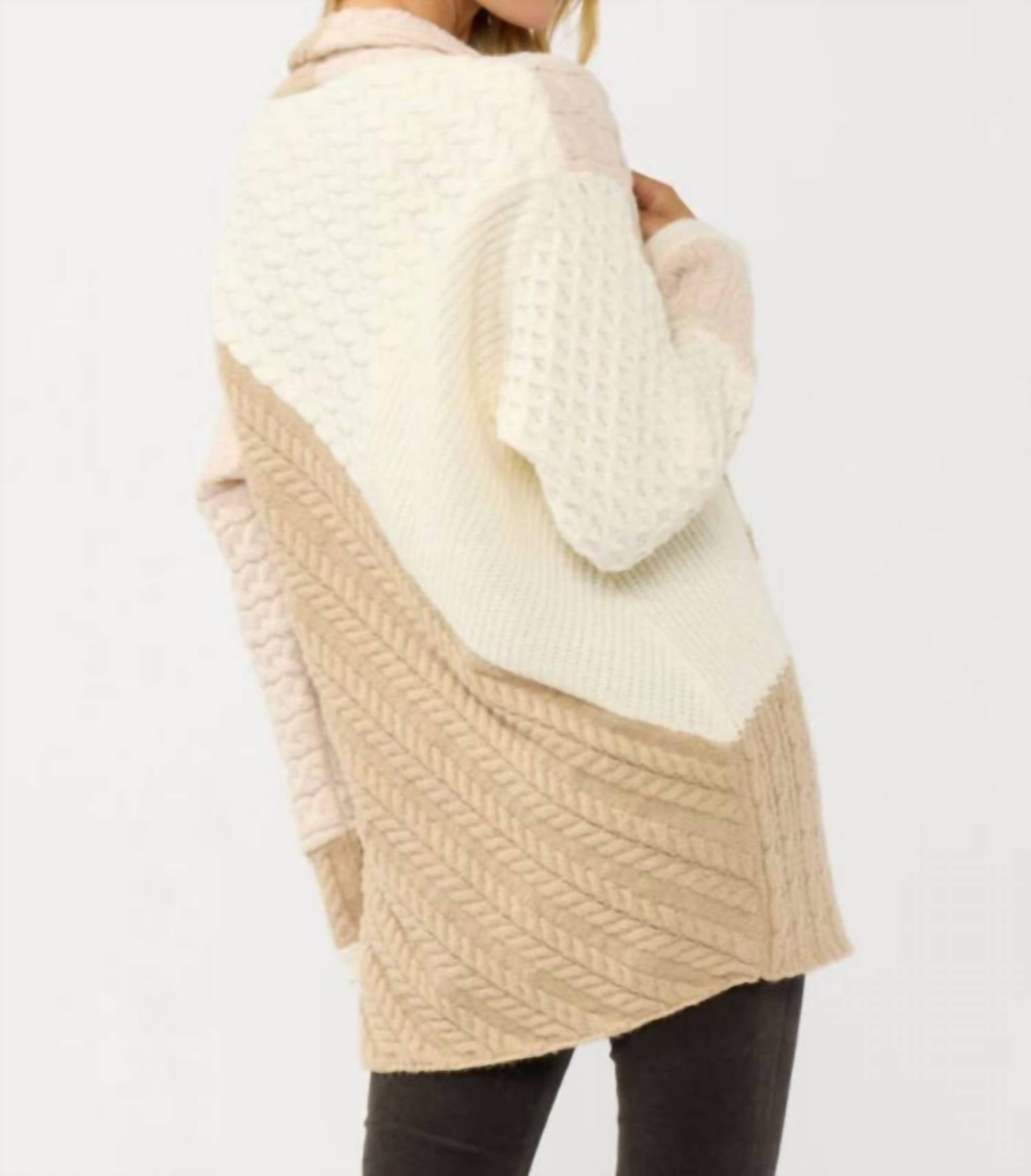 Lovestitch - Colorblock Cableknit Cardigan