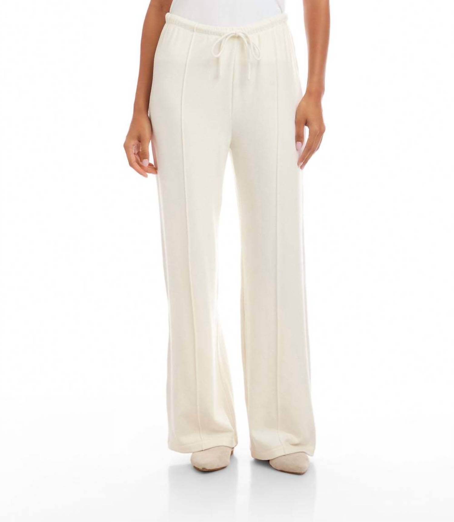 Karen Kane Drawstring Pintuck Sweatpants in cream - women's pants - alternate view