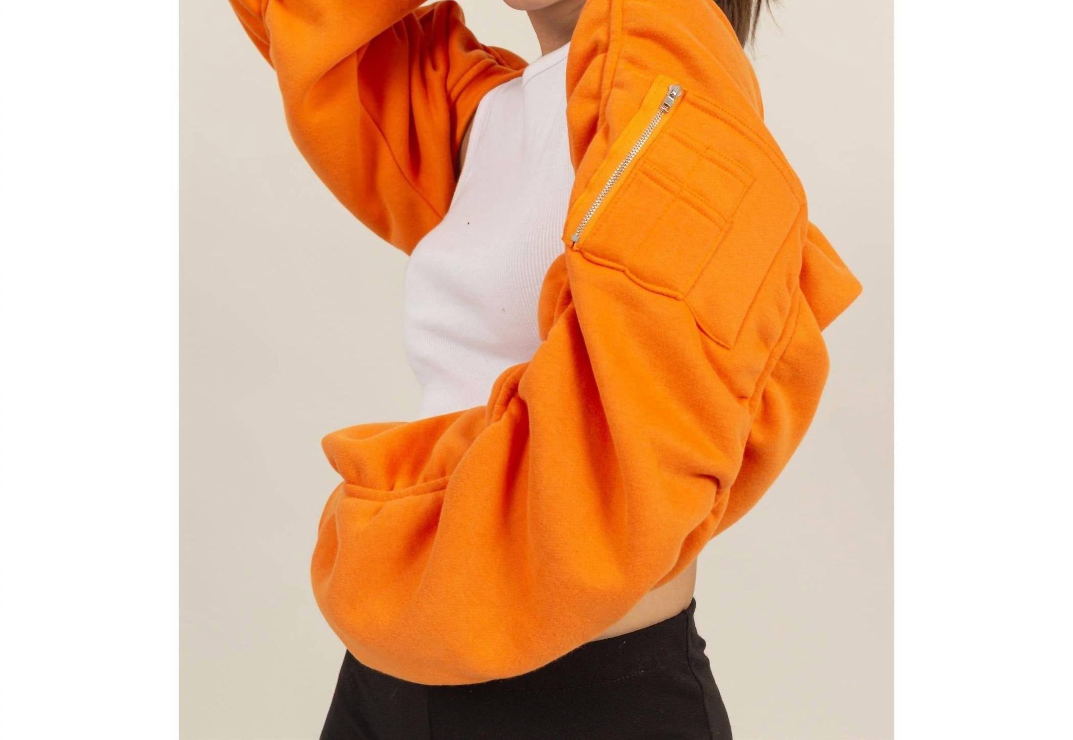 Hyfve - Ruched French Terry Bolero Bomber Jacket