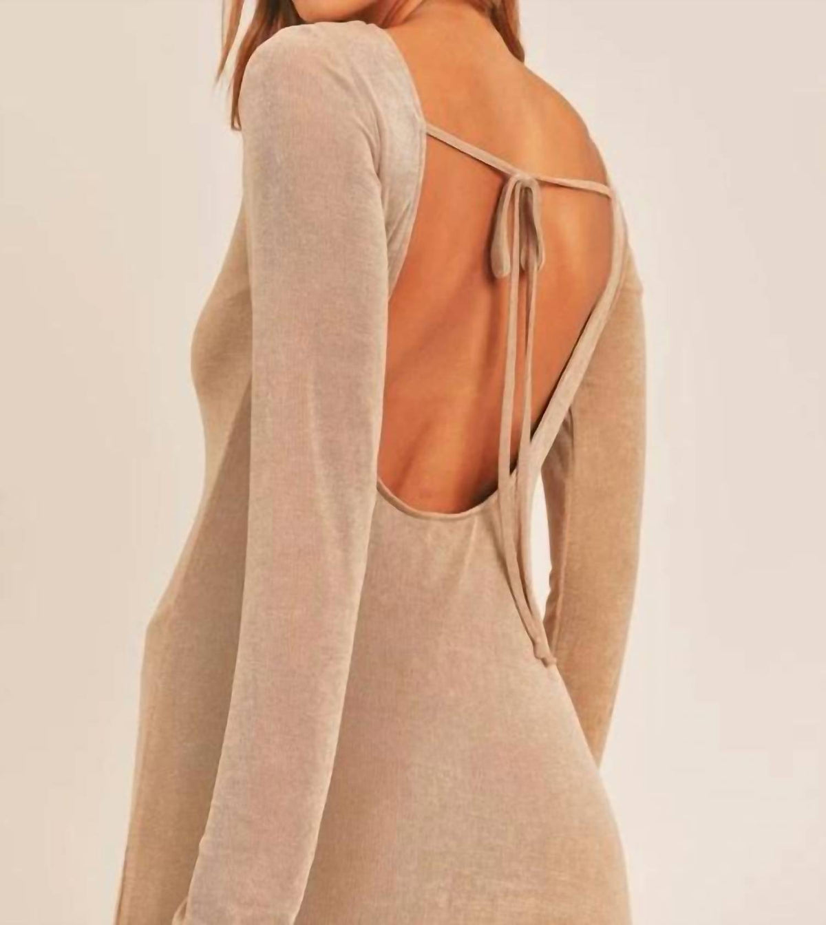 Mable - Slinky Open Back Mini Dress With Back Self Tie
