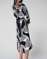 Joseph Ribkoff - Geometric Print Midi Shirt Dress