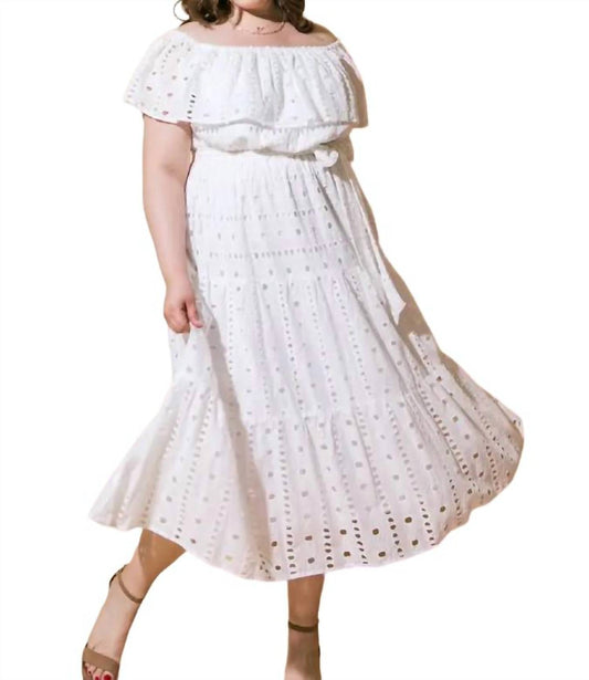 Flying Tomato - Eyelet Midi Dress