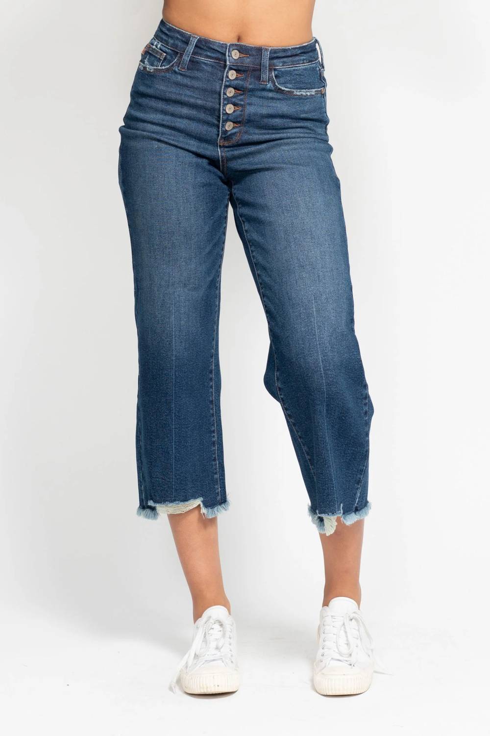 Judy Blue - Women's Marshall High Rise Button Fly Wide Leg Crop Jeans