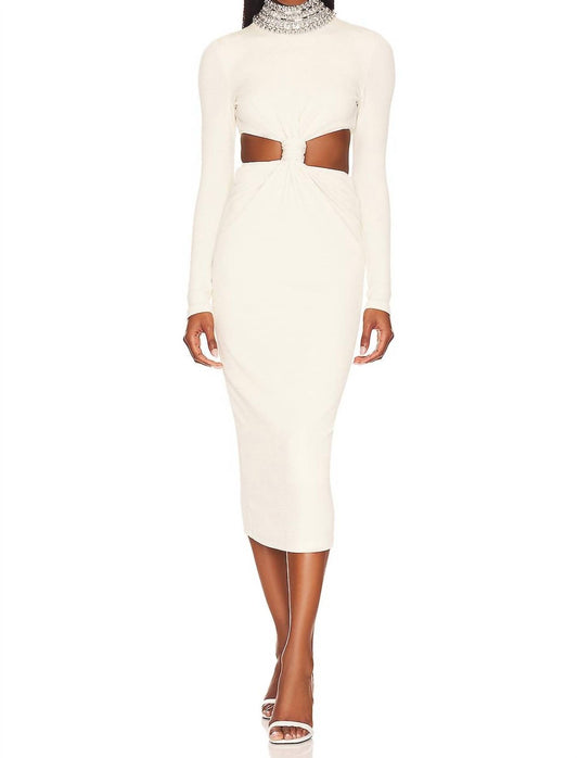 Patbo - STRETCH KNIT MIDI DRESS WITH REMOVABLE BEADED COLLAR