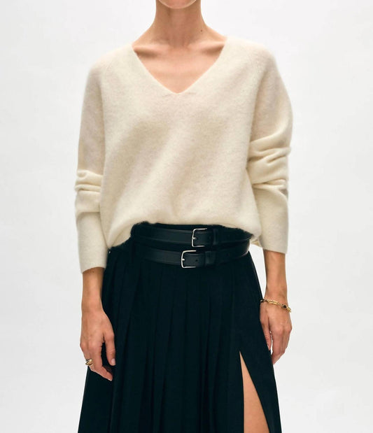 White + Warren - Brushed Cashmere V-neck Top