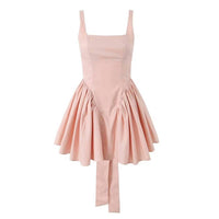 Yvonne & Love - Ladies Plain Ruched Bow Back Mini Dress