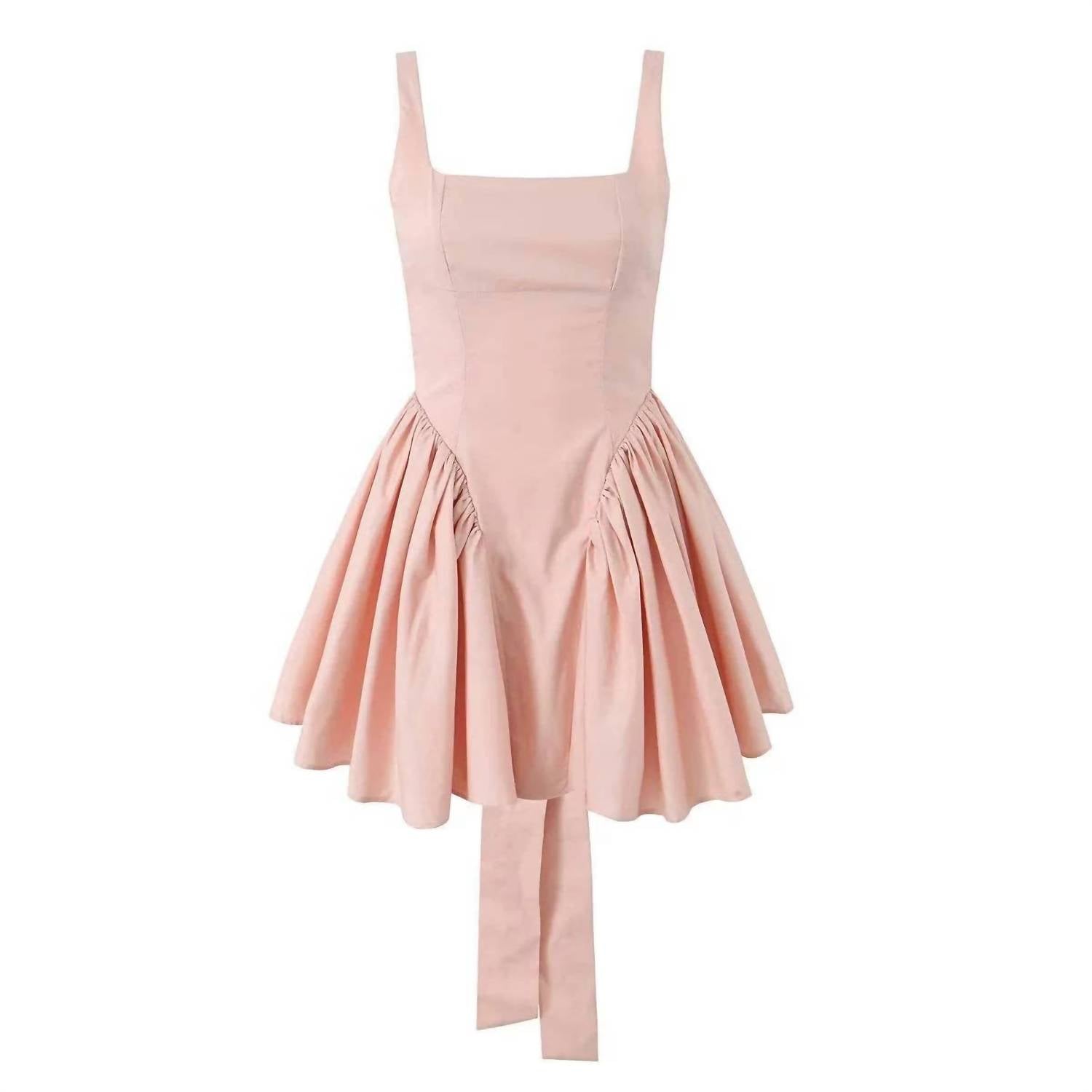 Yvonne & Love - Ladies Plain Ruched Bow Back Mini Dress
