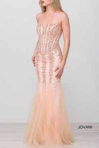 Jovani - Embellished Corset Bodice Prom Dress