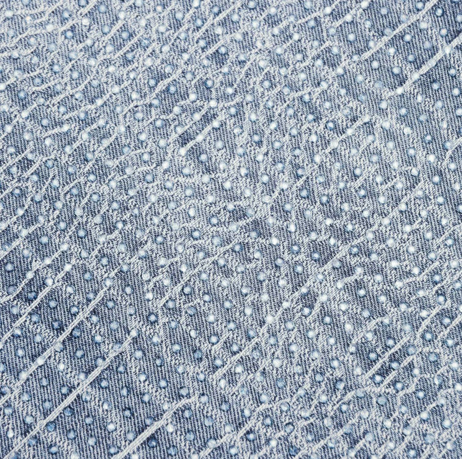 Self-Portrait - Rhinestone Croc Effect Denim Mini Dress