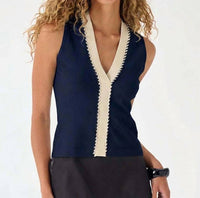 Autumn Cashmere - Contrast Braid Sleeveless Sweater