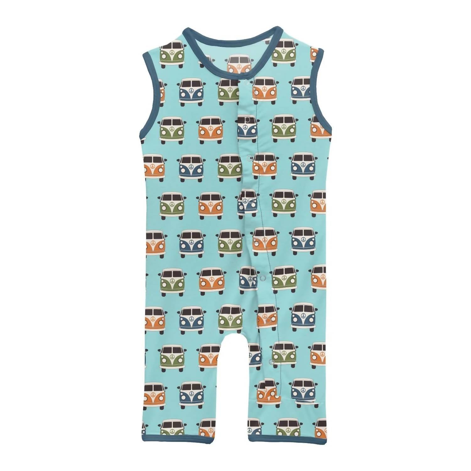 Kickee - Boys' Bamboo Print Tank Romper