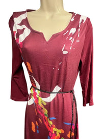 Michael K Women's Belted Beauty Jersey Dress in meadow wine - women's dress - detail view