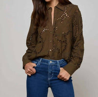 L'Agence - Ellery Eyelet Long Sleeve Blouse