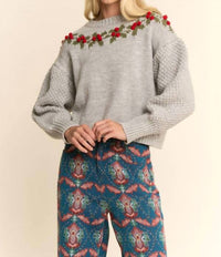 Davi & Dani - Holly Wreath Knit Sweater Top