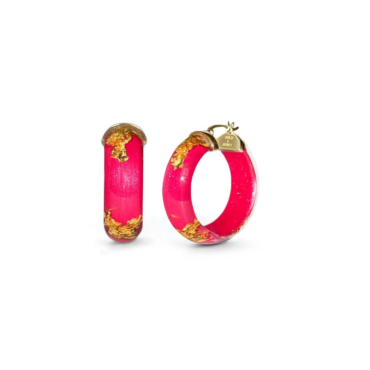 Gold & Honey - Women's Mini Lucite Hoop Earrings