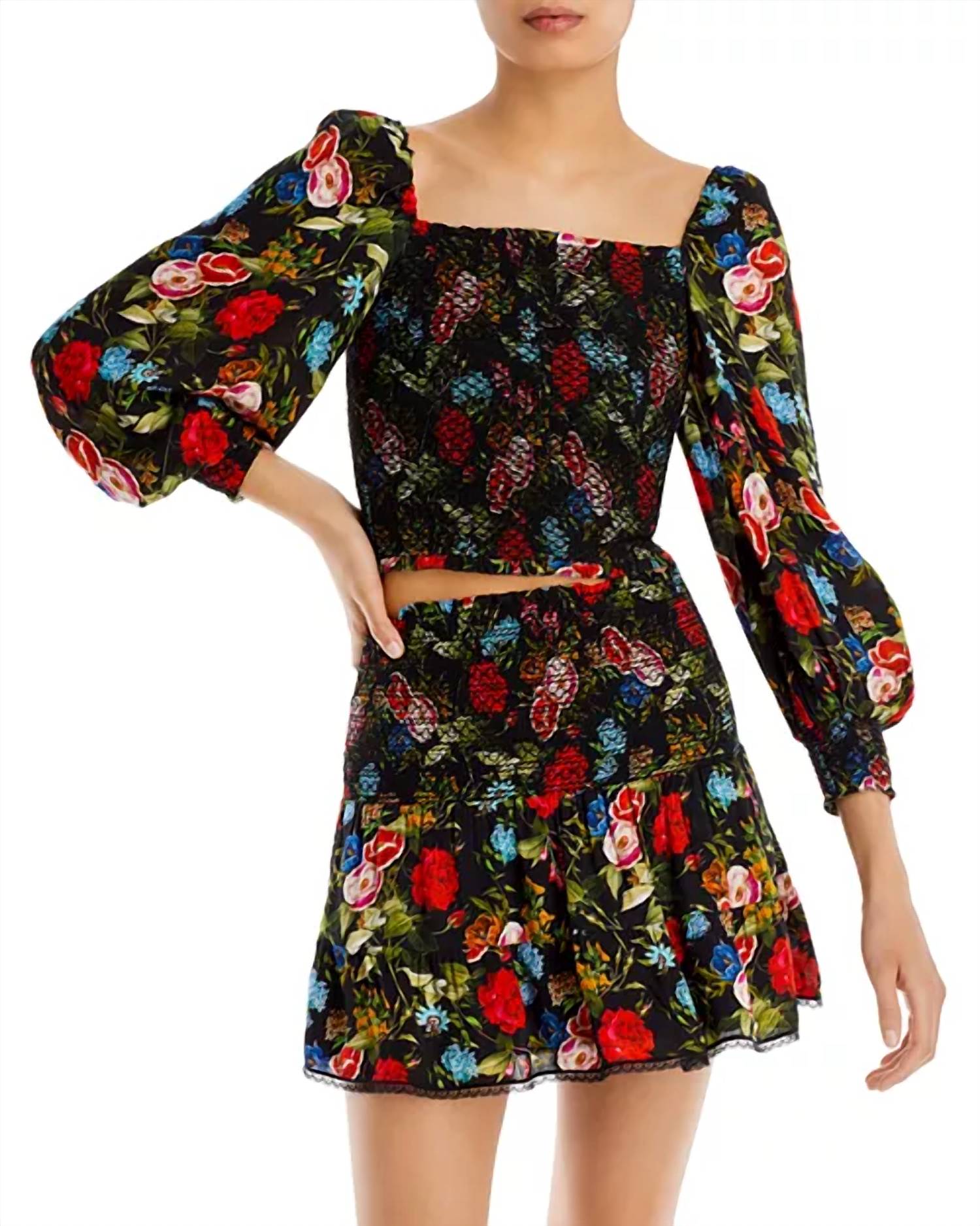 Alice + Olivia - Cooper Smocked Bodice Blouse