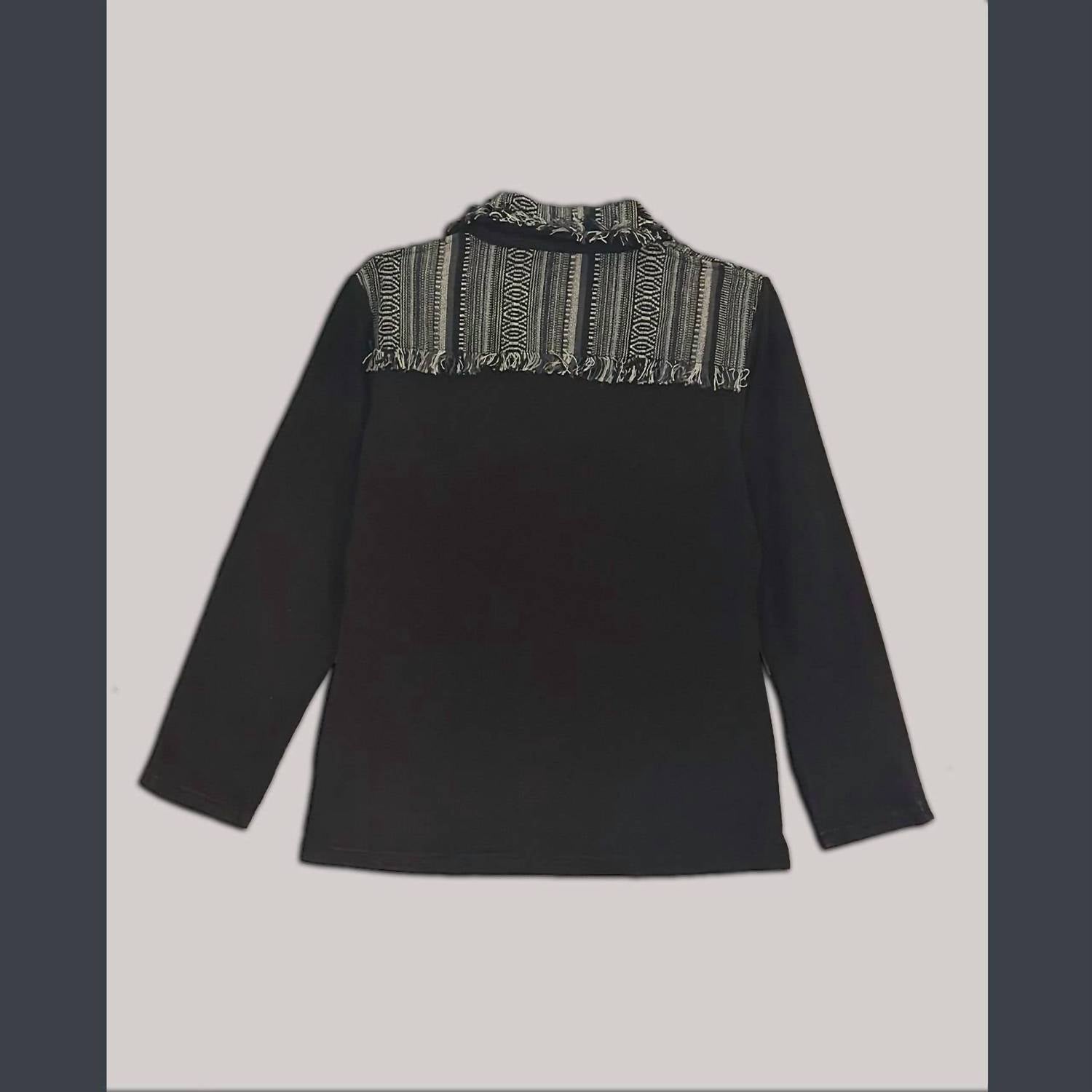 Jayli - Women's Cotton Fleece Stonewash Jacket With Gherri Cotton Panel