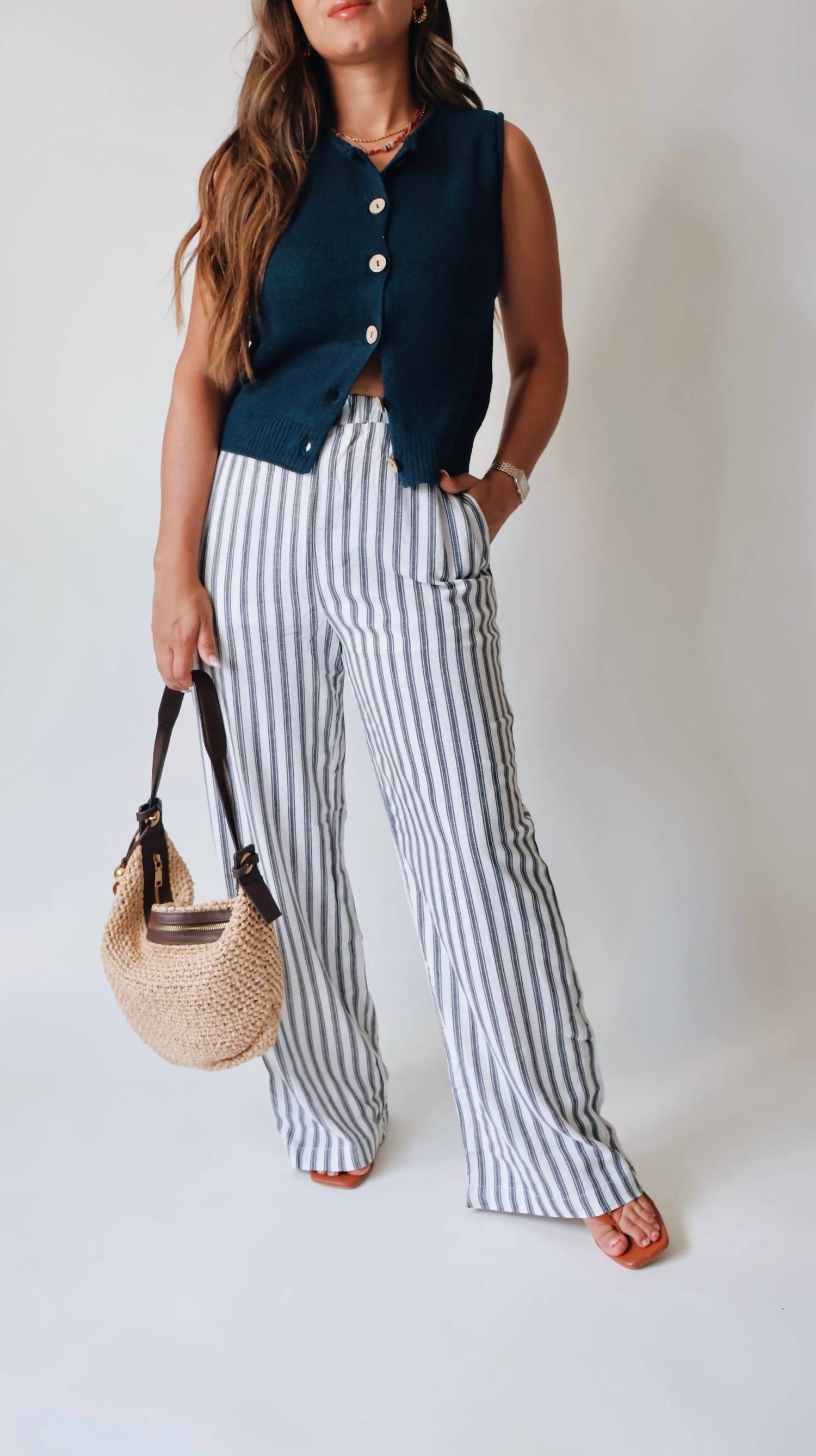 The Workshop Studio - Lux Striped Linen Pants