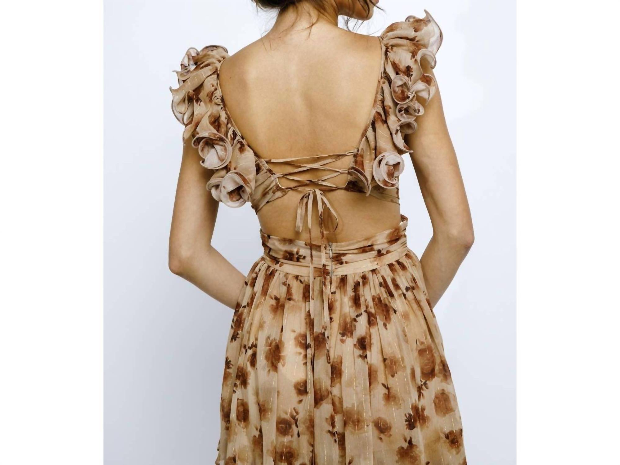 STORIA Autumn Tea Party Maxi Dress in brown - women's dress - view 6