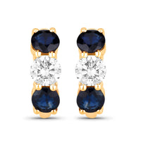 Diana M Jewels Women's Round Natural Blue Sapphire Stud Earrings (3.60 Ct) - Signature Plus in 14k yellow gold - women's jewelry