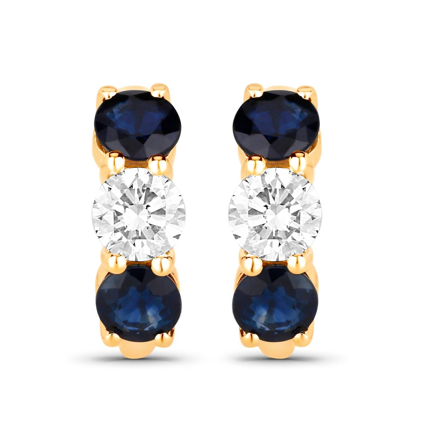 Diana M Jewels Women's Round Natural Blue Sapphire Stud Earrings (3.60 Ct) - Signature Plus in 14k yellow gold - women's jewelry