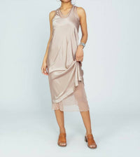 Brazeau Tricot - Women's Silk Charmeuse Racer Back Midi Dress
