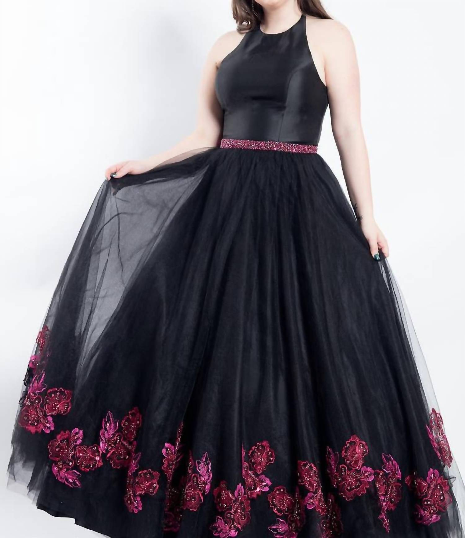Rachel Allan - Floral Embroidered Tulle Gown