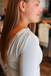 Chaser Owen Open Back Long Sleeve Top in moonstone - women's long sleeve top - alternate view