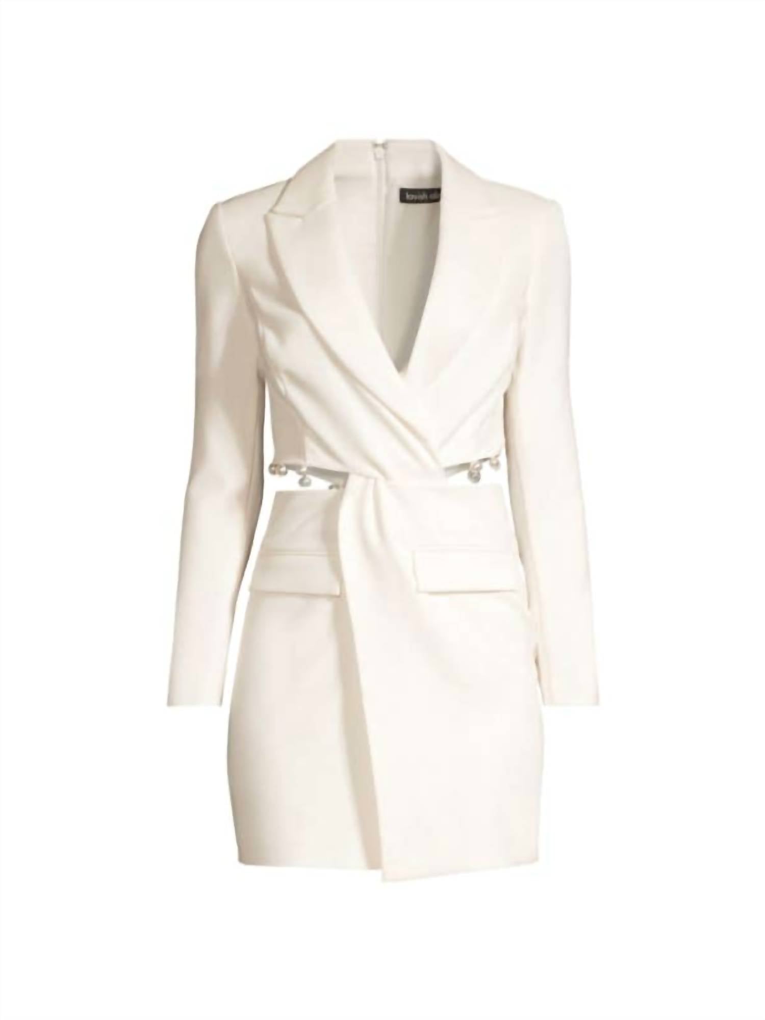 Lavish Alice - Cut-out Detail Blazer Dress With Pearl Trim