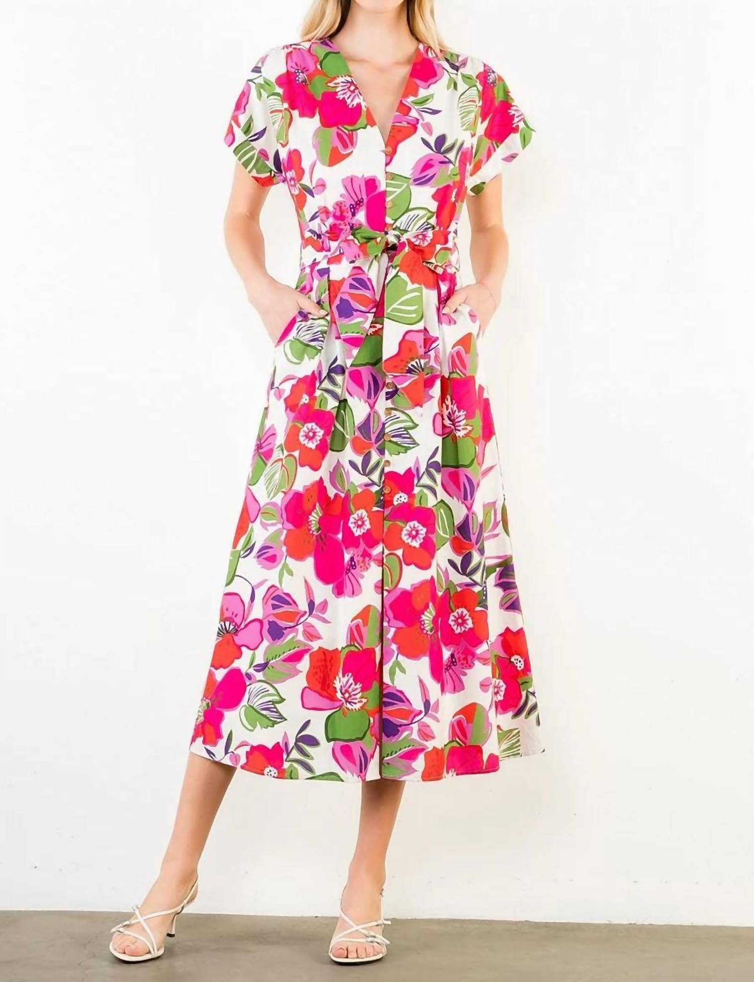 Thml - Short Sleeve Floral Midi Dress