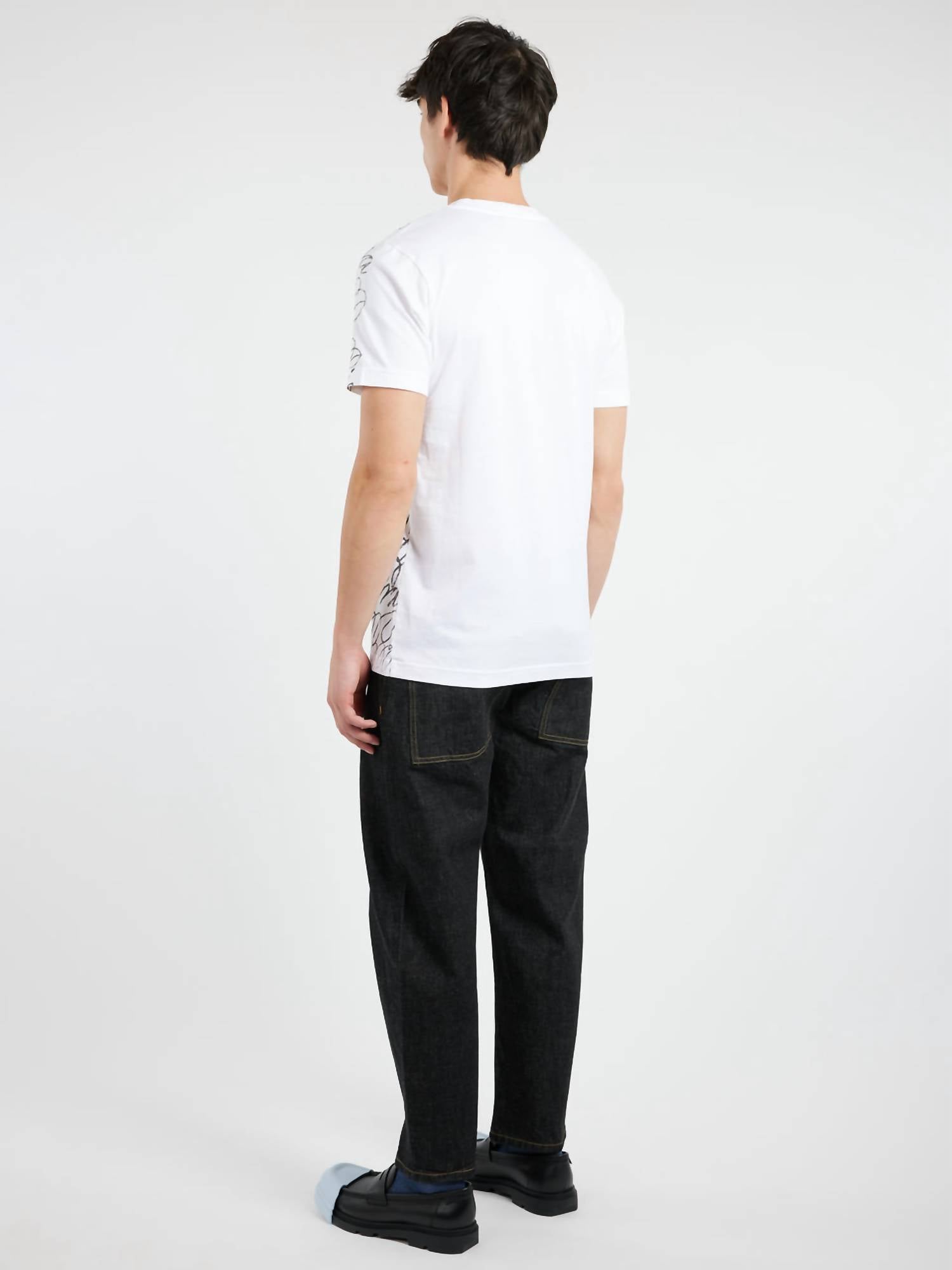 MARNI Scribbled Motif Organic Cotton T-shirt in lily white - men's t-shirt - alternate view