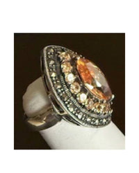 P & K Jewelry Women's Sterling Marcasite Ring in silver amber - women's jewelry